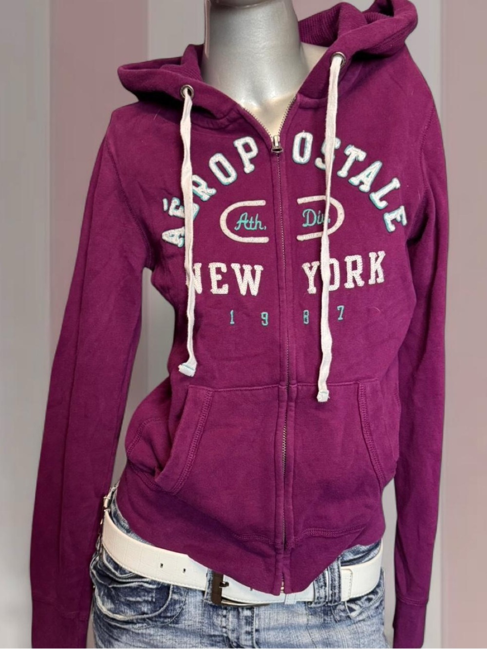 Aeropostale Y2K Plum Zip Hoodie